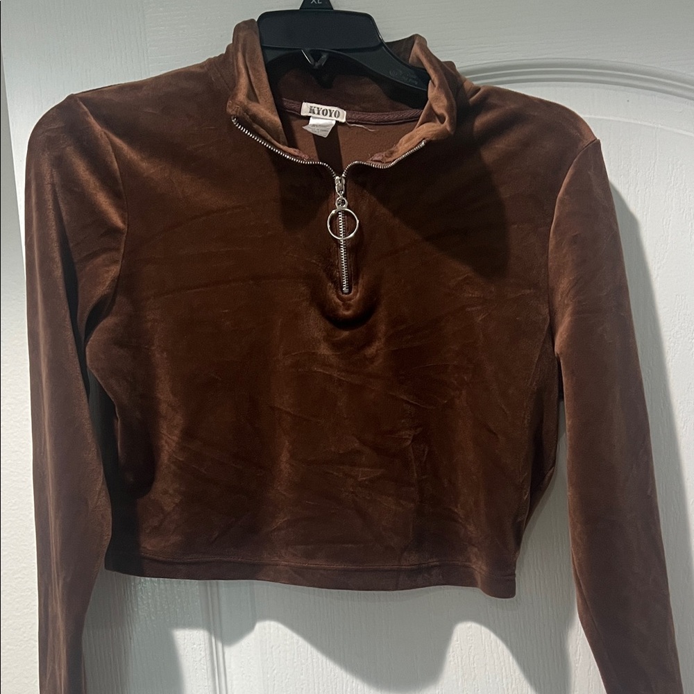 Kyoyo Brown Velvet Women's crop Top